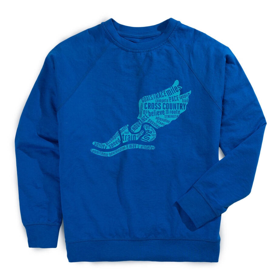 Cross Country Raglan Crew Neck Pullover - Winged Foot Inspirational Words