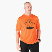 Men's Running Short Sleeve Tech Tee - Life's Short Run Long (Mountains)