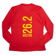 Women's Long Sleeve Tech Tee - Boston 26.2 Vertical
