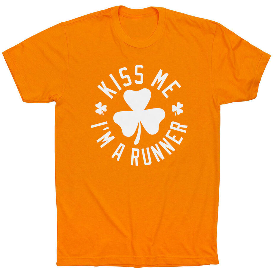 Running Short Sleeve T-Shirt - Kiss Me I am a Runner Shamrock