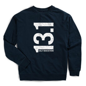 Running Raglan Crew Neck Pullover - 13.1 Half Marathon Vertical