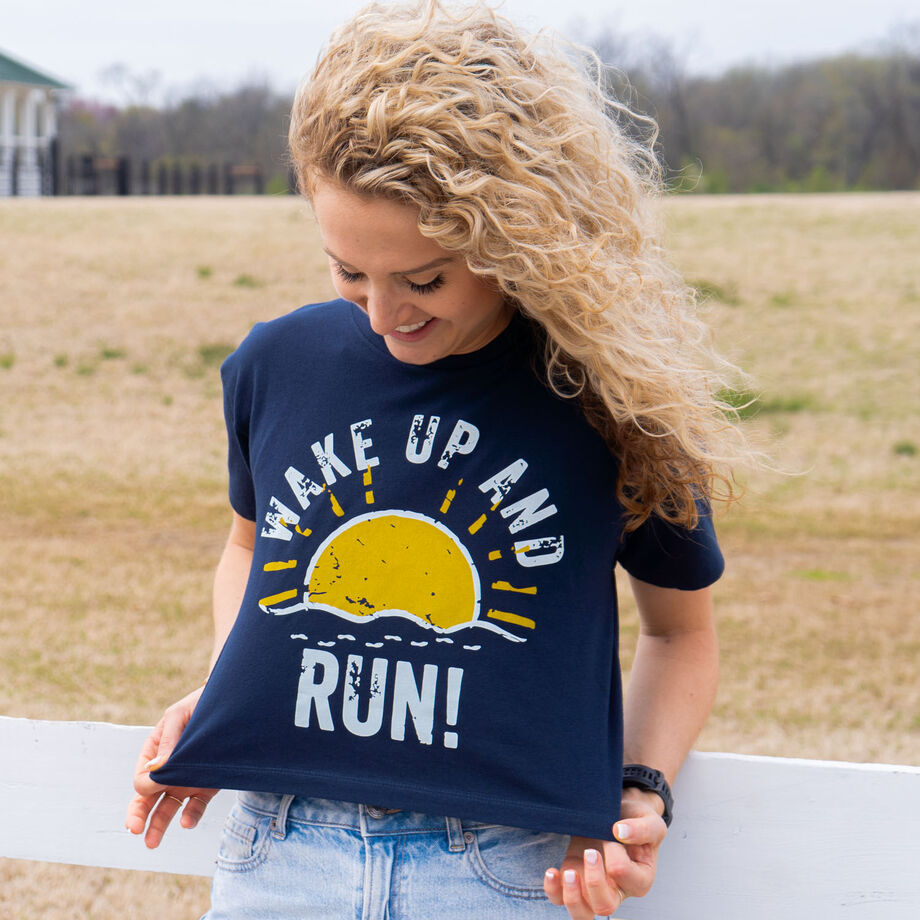 Running Short Sleeve Crop Tee - Wake Up And Run