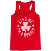 Running Flowy Racerback Tank Top - Kiss Me I am a Runner Shamrock