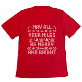 Women's Short Sleeve Tech Tee -  May All Your Miles Be Merry and Bright