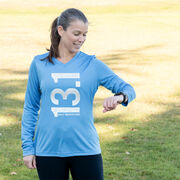 Women's Long Sleeve Tech Tee - 13.1 Half Marathon Vertical