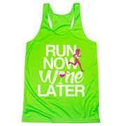 Women's Racerback Performance Tank Top - Run Now Wine Later (Bold)