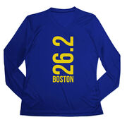 Women's Long Sleeve Tech Tee - Boston 26.2 Vertical