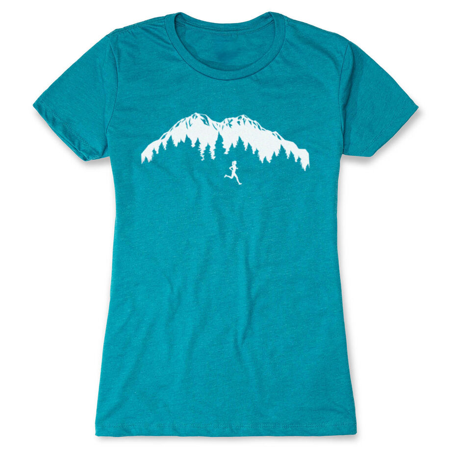 Women's Everyday Runners Tee - Trail Runner in the Mountains