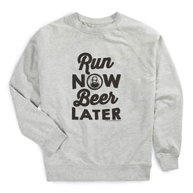 Running Raglan Crew Neck Sweatshirt - Run Club Run Now Beer Later (White Tee)