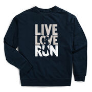 Running Raglan Crew Neck Pullover - Live Love Run Silhouette