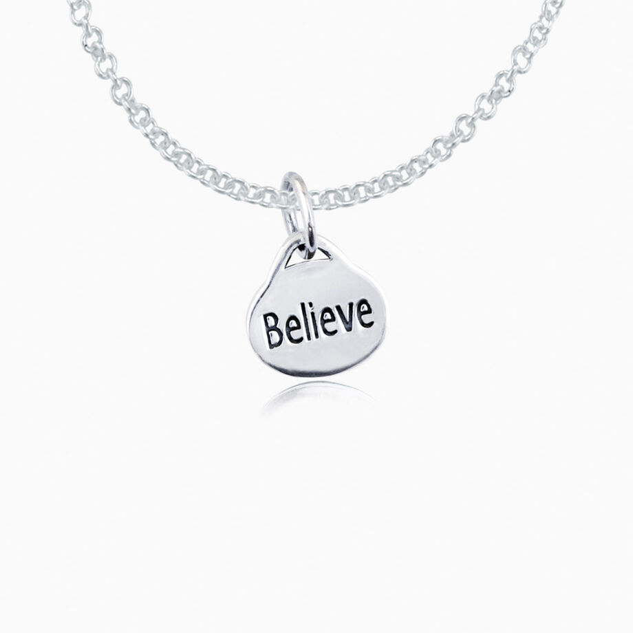 Sterling Silver Oval Believe Necklace