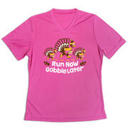 Women's Short Sleeve Tech Tee - Run Now Gobble Later Turkey Trot