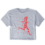 Running Short Sleeve Crop Tee - Heart Girl Runner Silhouette