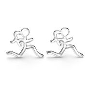 Sterling Silver Mini Running Stick Figure Post Earrings