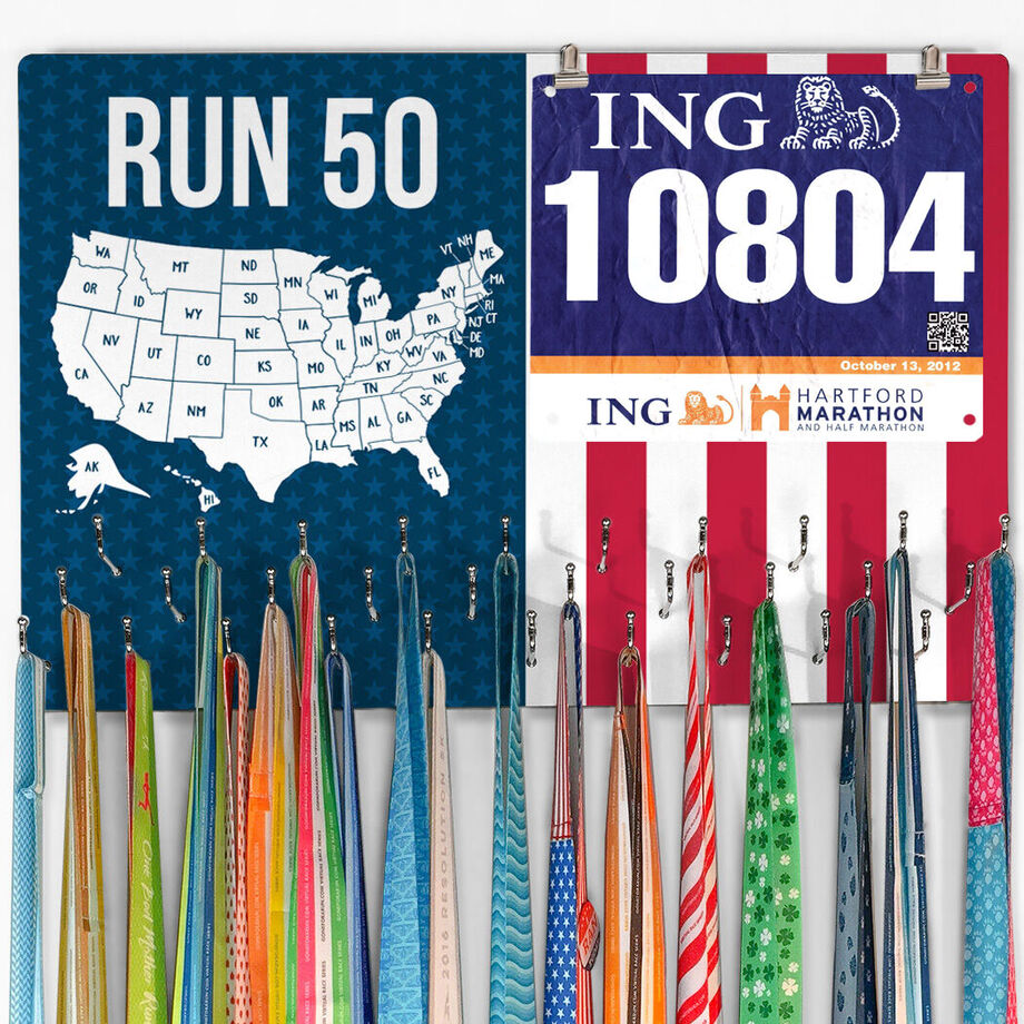 Running Large Hooked on Medals and Bib Hanger - Run 50