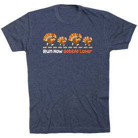 Running Short Sleeve T-Shirt -  Run Now Gobble Later Turkeys