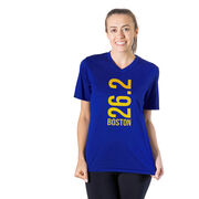 Women's Short Sleeve Tech Tee - Boston 26.2 Vertical