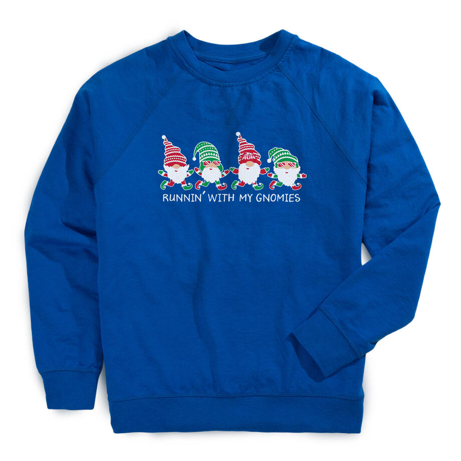 Running Raglan Crew Neck Pullover - Runnin' With My Gnomies