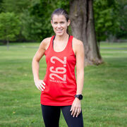 Women's Racerback Performance Tank Top - 26.2 Marathon Vertical