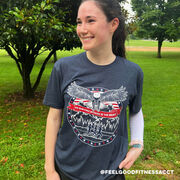 Running Short Sleeve T-Shirt - We Run Free Because Of The Brave