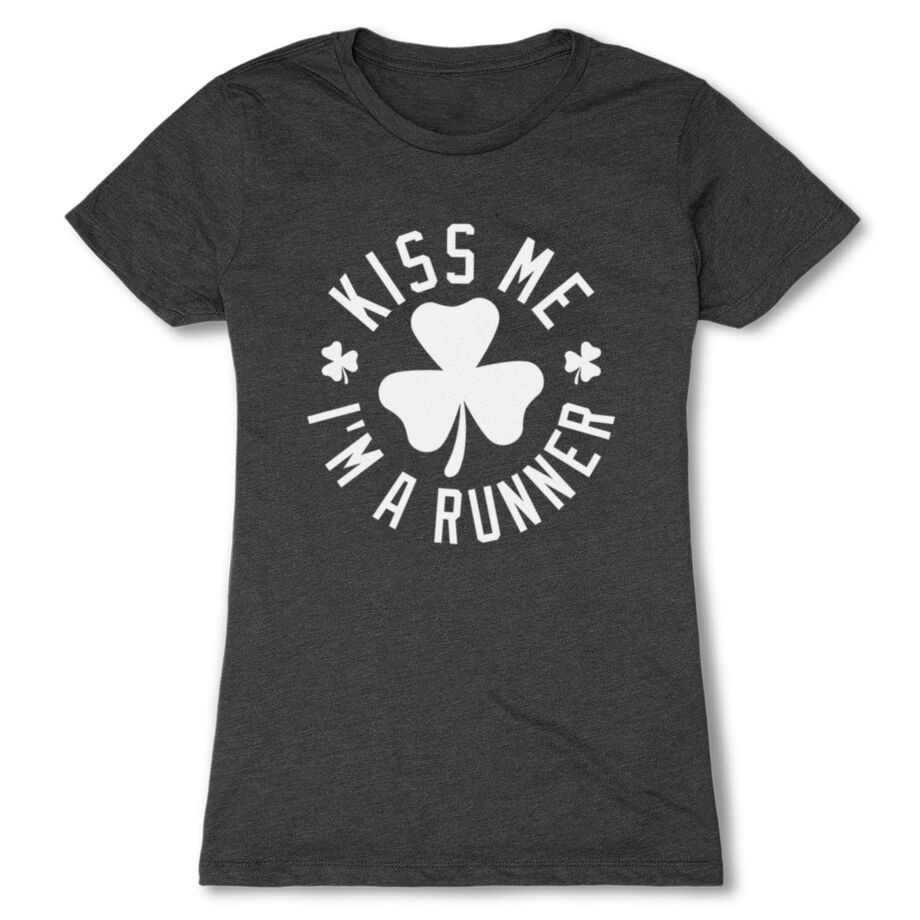 Running Women's Everyday Tee - Kiss Me I am a Runner Shamrock