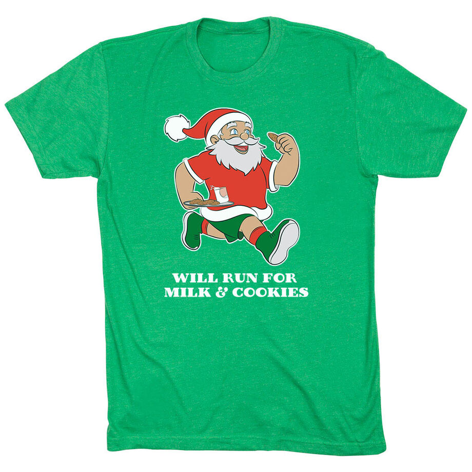 Running Short Sleeve T-Shirt - Will Run for Milk and Cookies