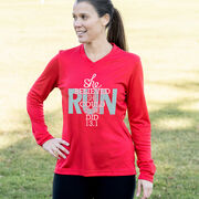 Women's Long Sleeve Tech Tee - She Believed She Could So She Did 13.1