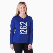 Women's Long Sleeve Tech Tee - 26.2 Marathon Vertical