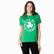 Running Short Sleeve T-Shirt - Kiss Me I am a Runner Shamrock