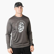 Men's Running Long Sleeve Performance Tee - Miles To Go Before I Sleep - Skull