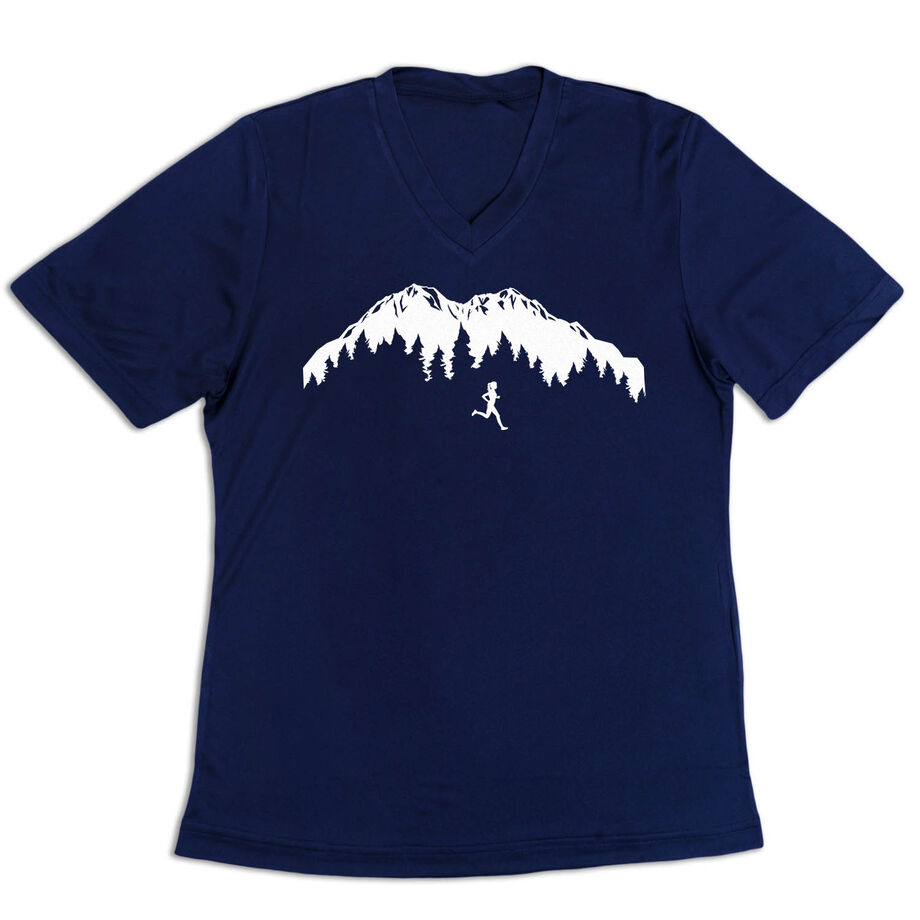 Women's Short Sleeve Tech Tee - Trail Runner in the Mountains