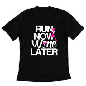 Women's Short Sleeve Tech Tee - Run Now Wine Later (Bold)