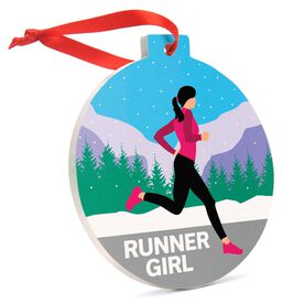 Running Round Ceramic Ornament - Runner Girl