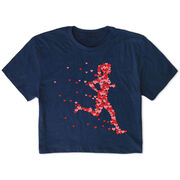 Running Short Sleeve Crop Tee - Heart Girl Runner Silhouette