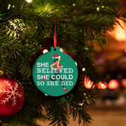 Running Round Ceramic Ornament - She Believed She Could So She Did Santa Runner