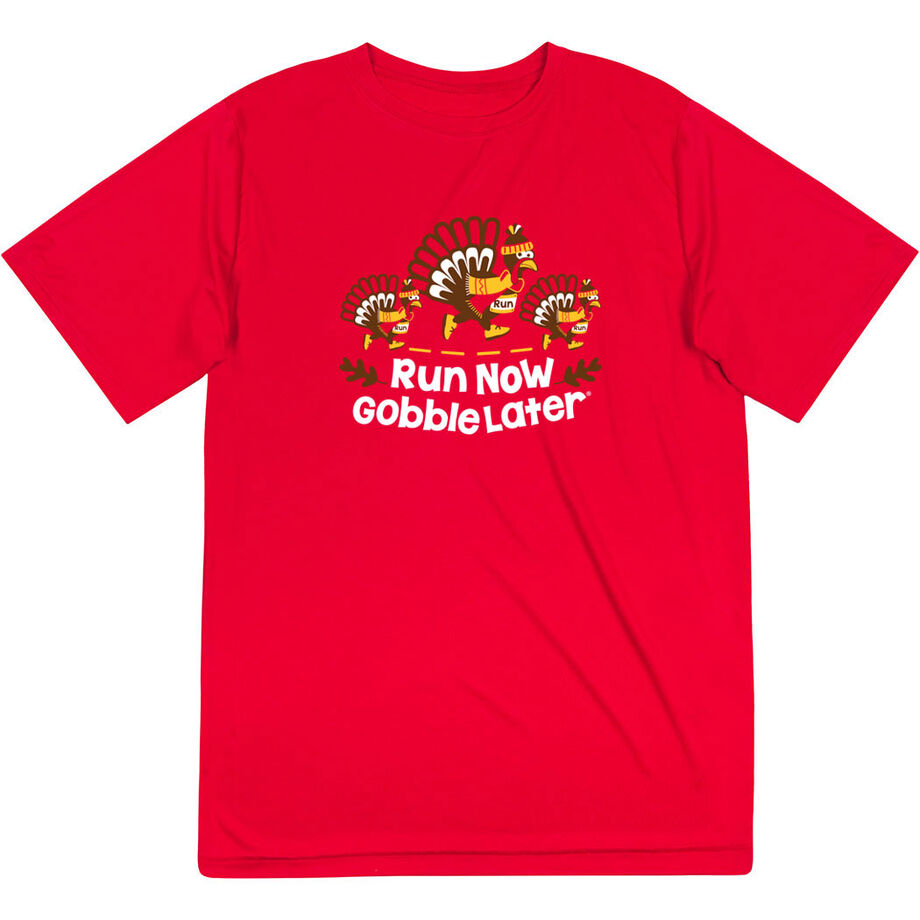 Men's Running Short Sleeve Performance Tee - Run Now Gobble Later Turkey Trot