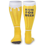 Woven Yakety Yak! Knee High Socks - Will Run For Beer (Amber/Brown/White)