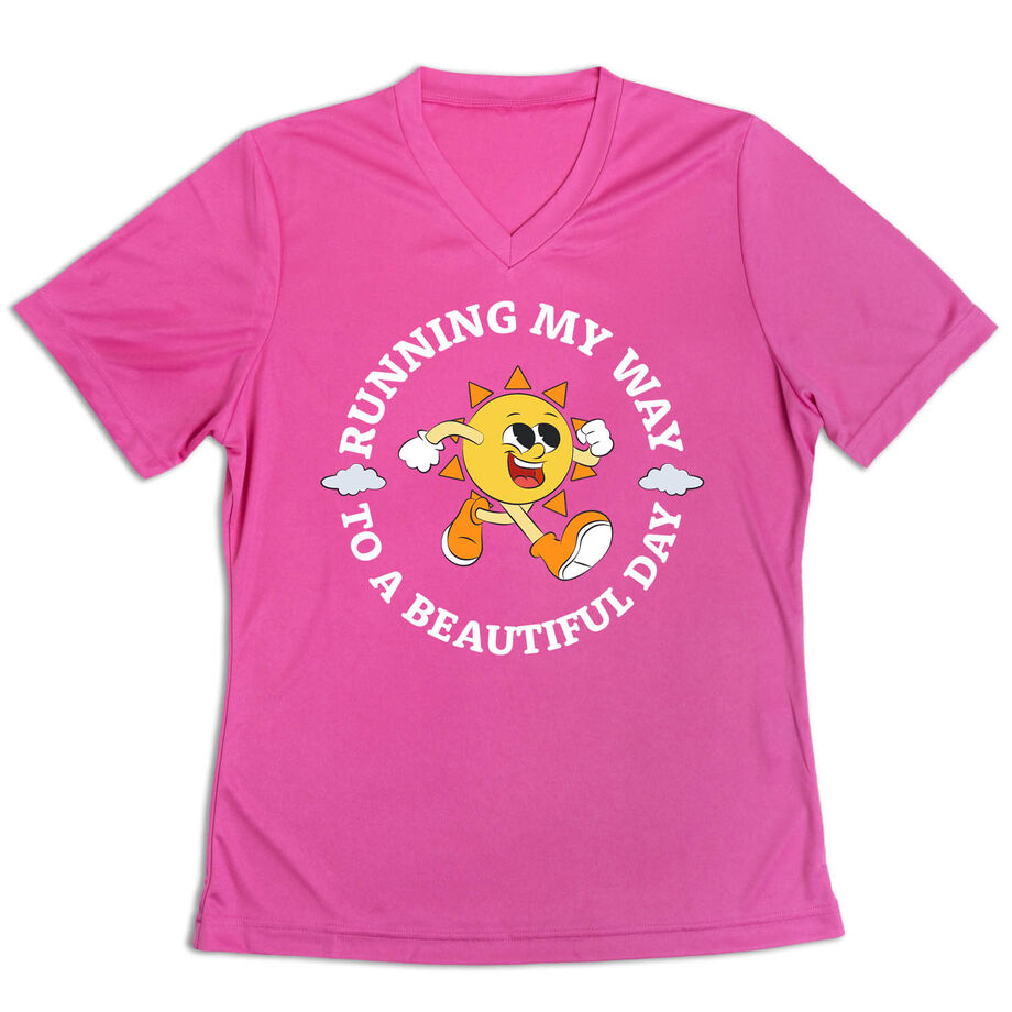 Women's Short Sleeve Tech Tee - Running My Way to a Beautiful Day