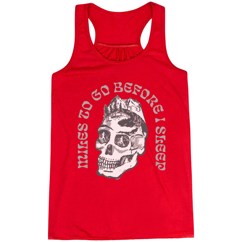 Flowy Racerback Tank Top - Miles To Go Before I Sleep - Skull