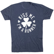 Running Short Sleeve T-Shirt - Kiss Me I am a Runner Shamrock