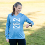 Women's Long Sleeve Tech Tee - 26.2 Marathon Vertical