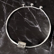 Sterling Silver Adjustable Bangle Bracelet - Run