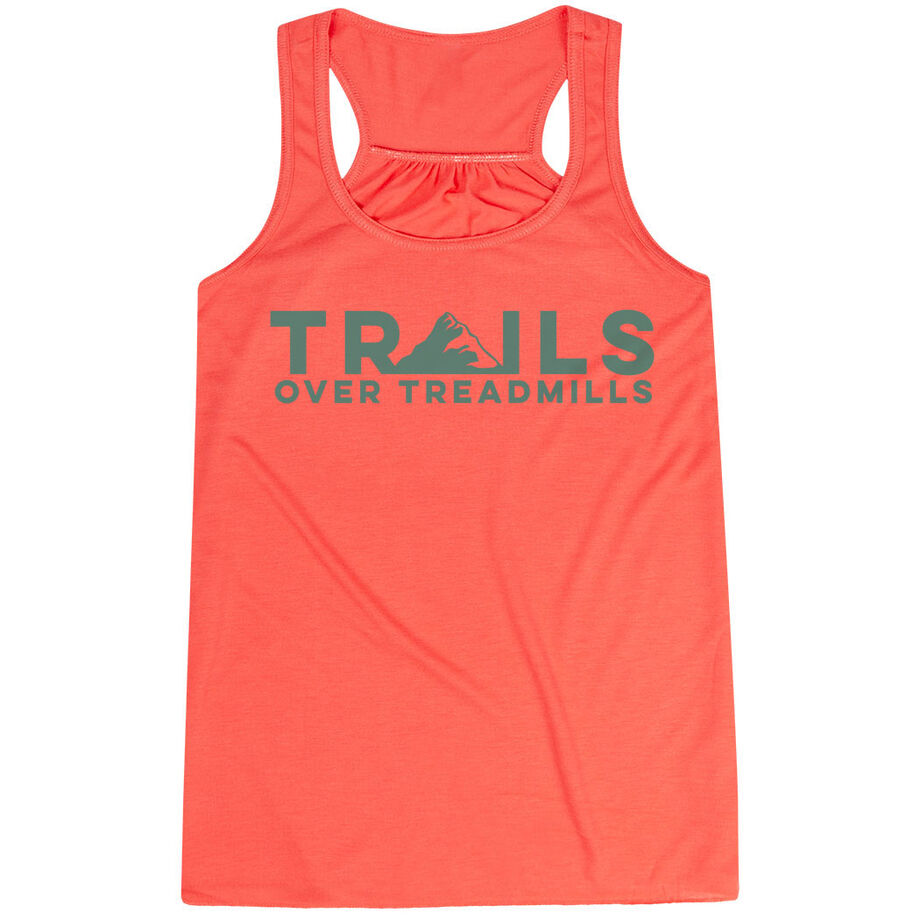 Flowy Racerback Tank Top - Trails Over Treadmills [Adult XXX-Large/Coral] - SS