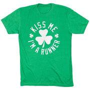 Running Short Sleeve T-Shirt - Kiss Me I am a Runner Shamrock