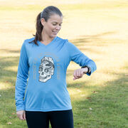 Women's Long Sleeve Tech Tee - Miles To Go Before I Sleep - Skull