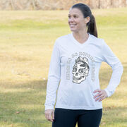 Women's Long Sleeve Tech Tee - Miles To Go Before I Sleep - Skull