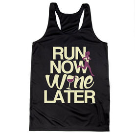 Women's Racerback Performance Tank Top - Run Now Wine Later (Bold)