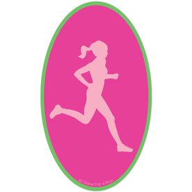 Run Girl Silhouette Car Magnet (Pink/Green)