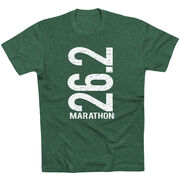 Running Short Sleeve T-Shirt - 26.2 Marathon Vertical [Adult Small/Forest Green] - SS