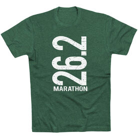 Running Short Sleeve T-Shirt - 26.2 Marathon Vertical [Adult Small/Forest Green] - SS